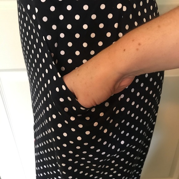 😍GORGEOUS Tahari Navy Blue Polka Dot Dress - Picture 5 of 8
